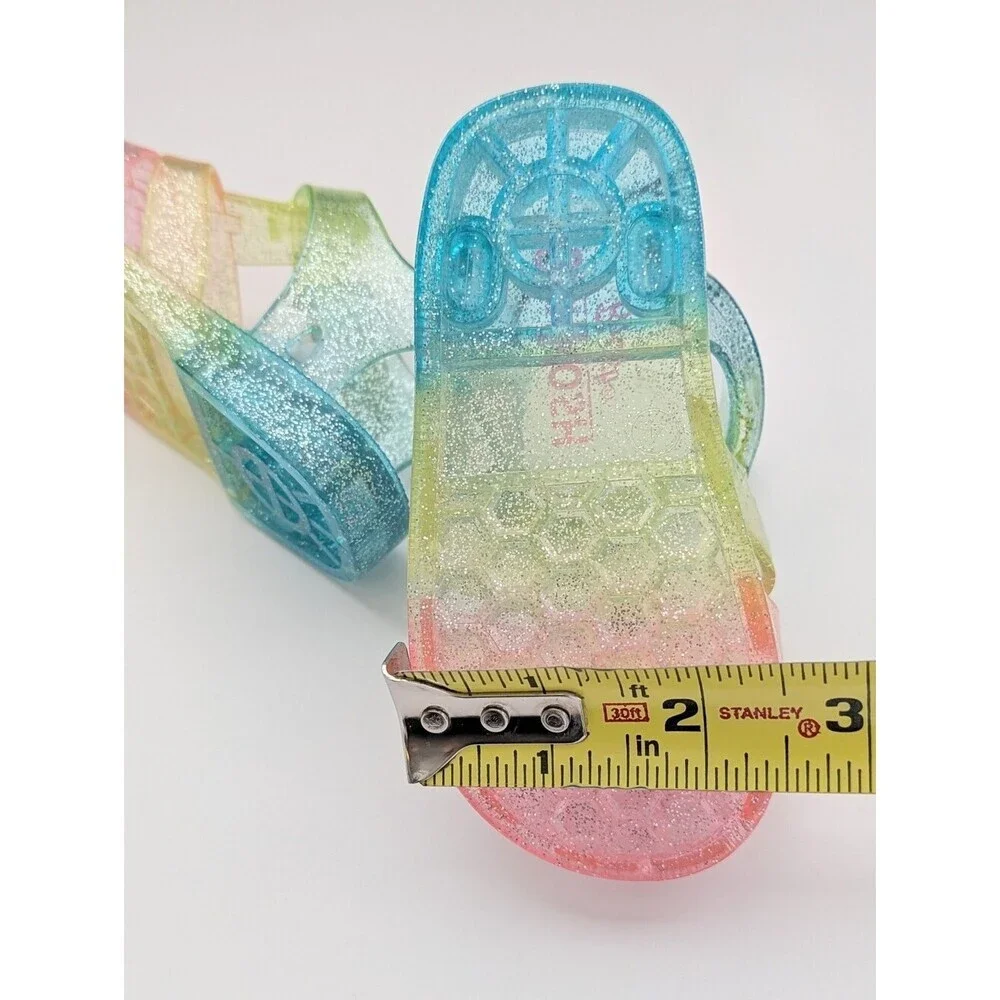 OshKosh B'gosh Baby (Size 4) Glitter Jelly Sandals in Pastel Rainbow Colors